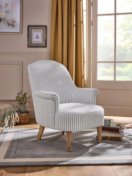 Cornish Stripe Soft Grey Alveston Accent Chair