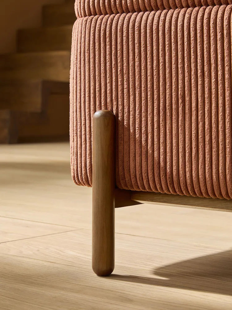 Nutmeg Orange Corduroy Asare Storage Ottoman Bench