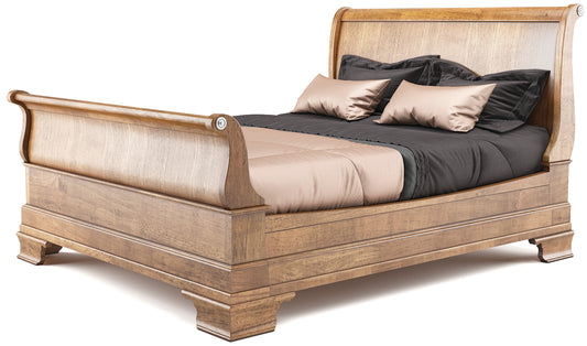 Ballantyne Sleigh Bed Tasmanian Oak and Vic Ash Wood