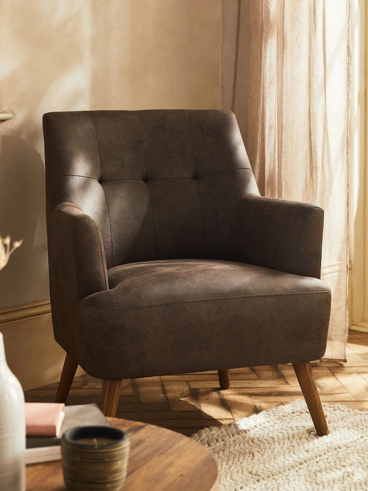 Monza Faux Leather Peppercorn Brown Carter Accent Chair