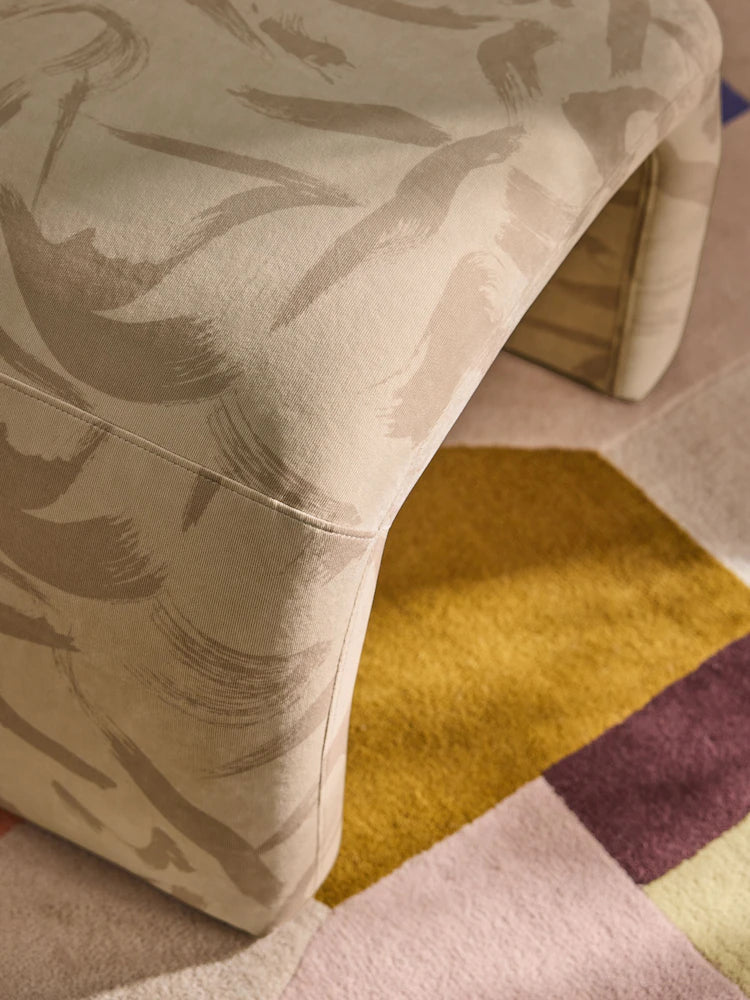Natural Taupe Brushstroke Velvet Beryl Stool