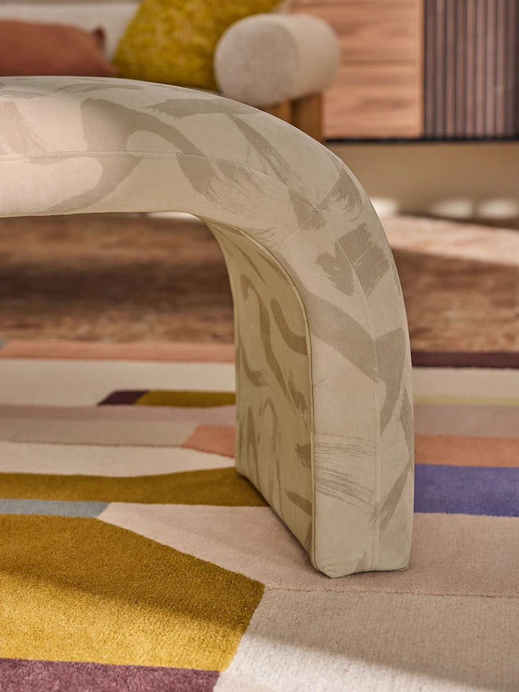Natural Taupe Brushstroke Velvet Beryl Stool