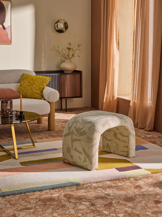 Natural Taupe Brushstroke Velvet Beryl Stool