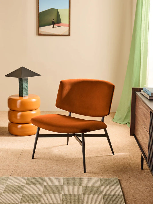 Velvet Cinnamon Orange Kuta Accent Chair