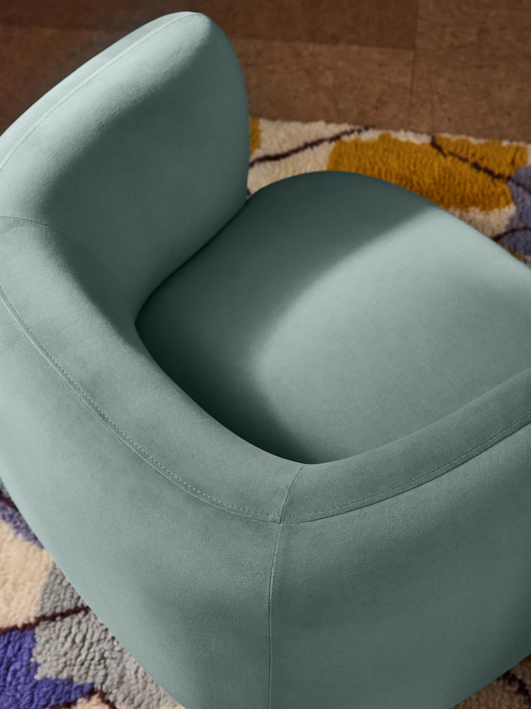 Steel Grey Blue Velvet Novara Swivel Accent Chair