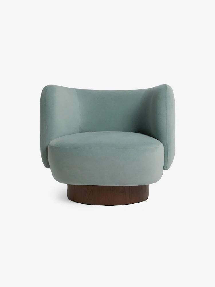 Steel Grey Blue Velvet Novara Swivel Accent Chair