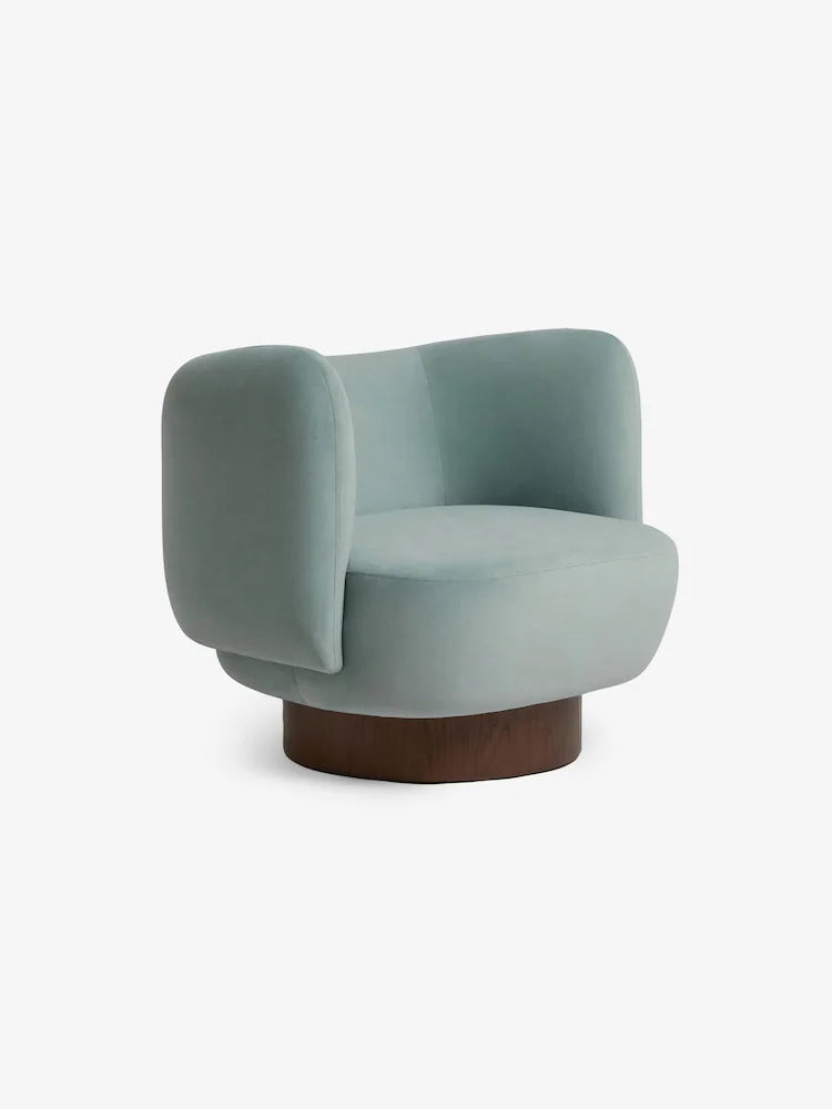 Steel Grey Blue Velvet Novara Swivel Accent Chair