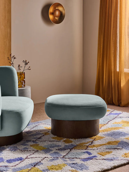 Steel Grey Blue Velvet Novara Storage Footstool