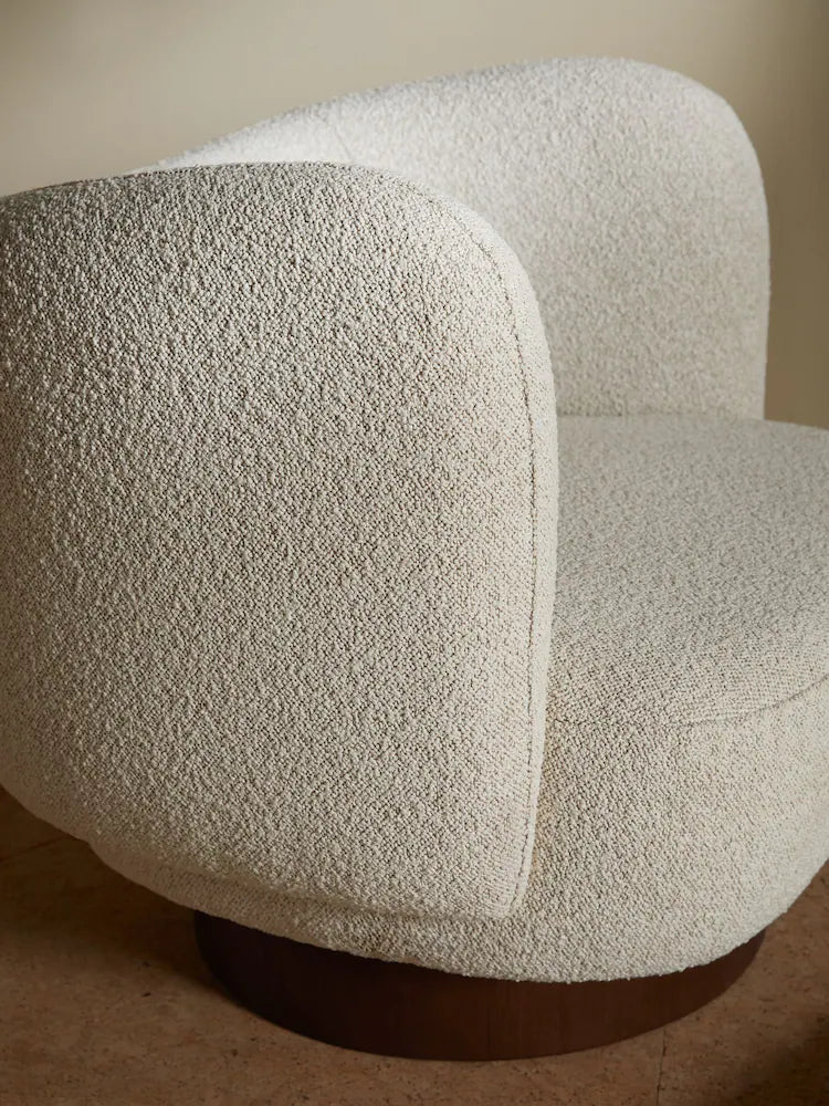 Off White Pax Boucle Novara Swivel Accent Chair