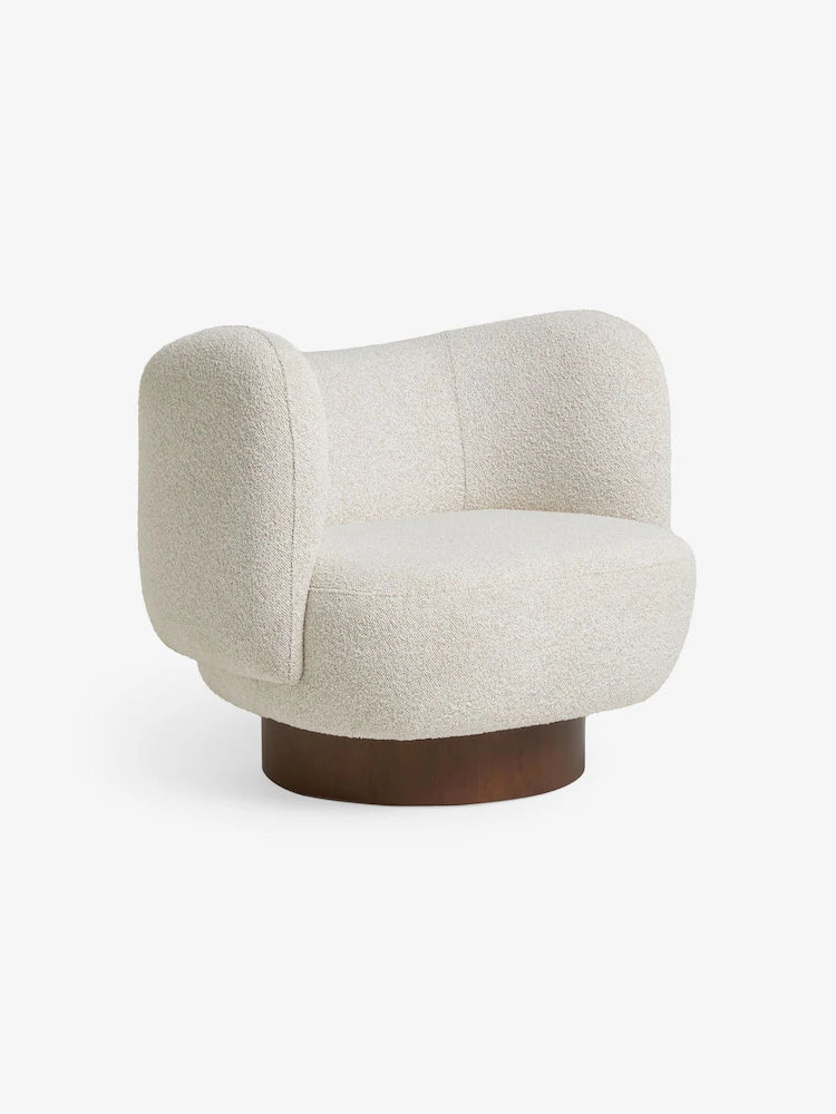 Off White Pax Boucle Novara Swivel Accent Chair