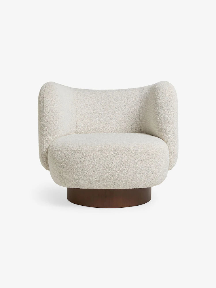 Off White Pax Boucle Novara Swivel Accent Chair