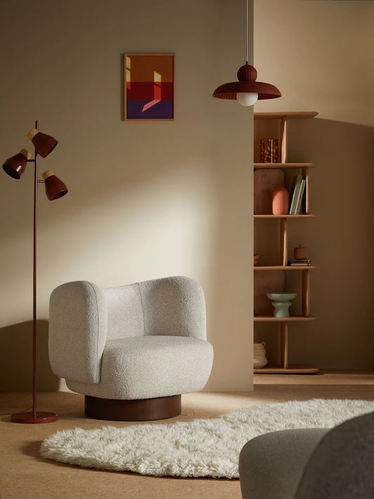 Off White Pax Boucle Novara Swivel Accent Chair