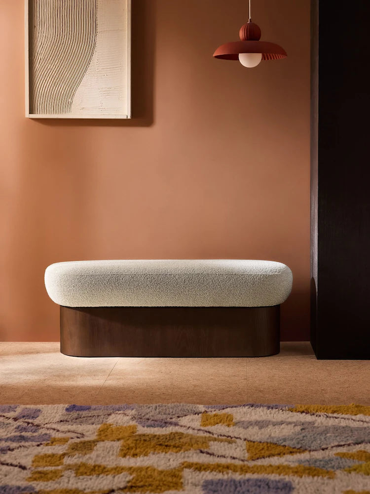 Off White Pax Boucle Novara Storage Ottoman Bench