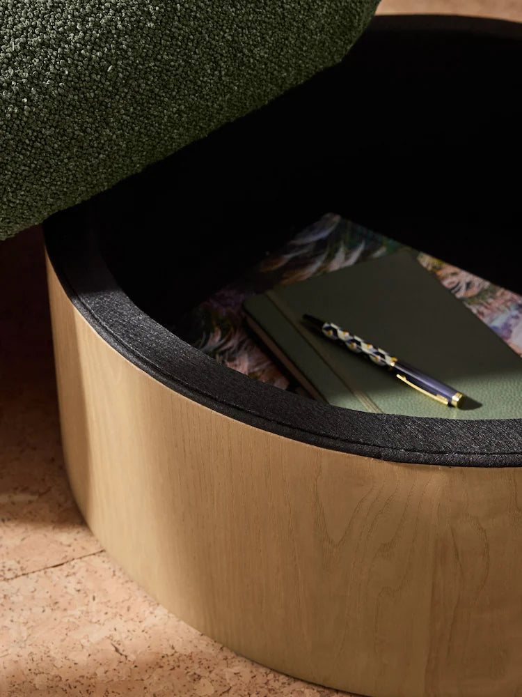 Green Pax Boucle Novara Storage Footstool