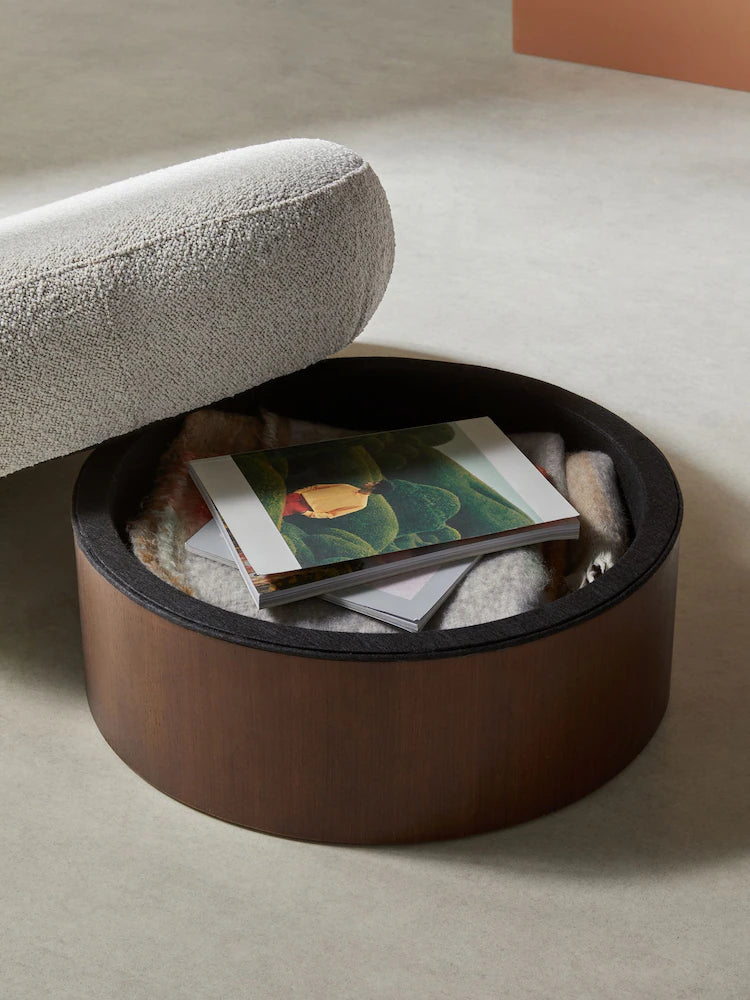 Off White Pax Boucle Novara Storage Footstool