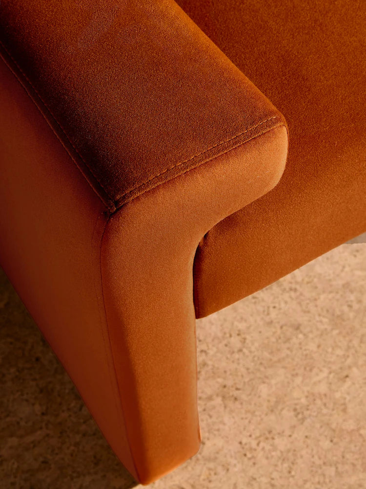 Cinnamon Orange Velvet Brixton Bench
