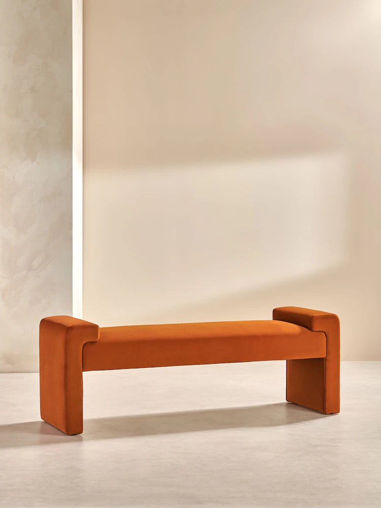 Cinnamon Orange Velvet Brixton Bench
