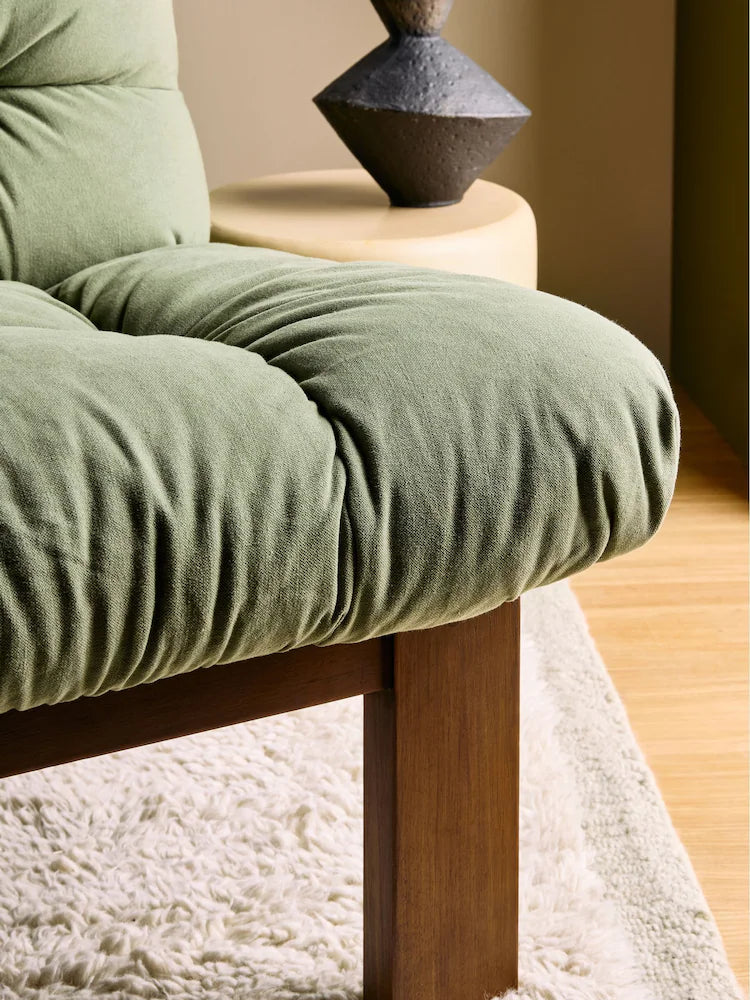 Olive Green Cotton Linen Blend Fran Accent Chair