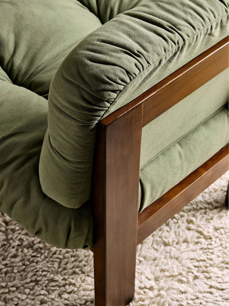 Olive Green Cotton Linen Blend Fran Accent Chair