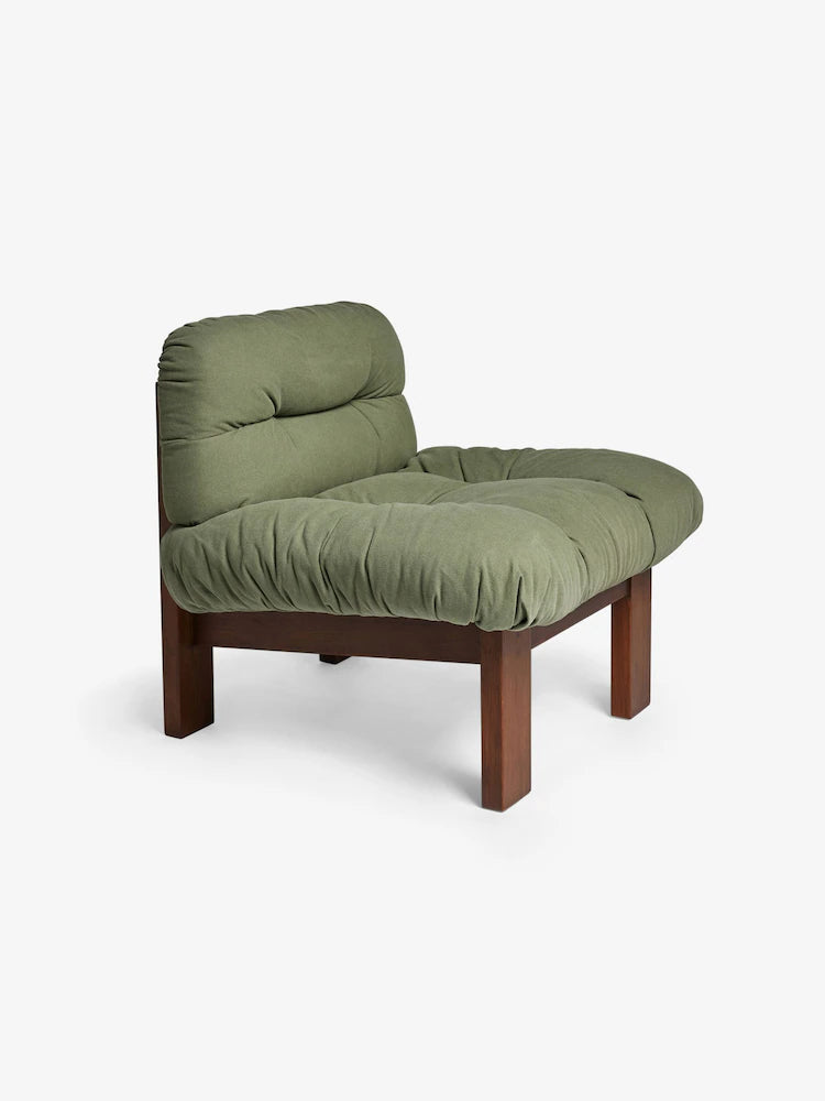 Olive Green Cotton Linen Blend Fran Accent Chair