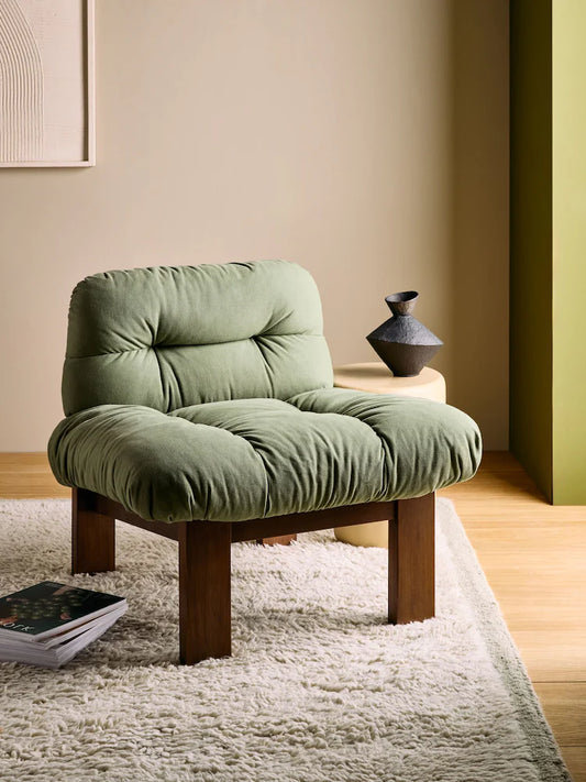 Olive Green Cotton Linen Blend Fran Accent Chair