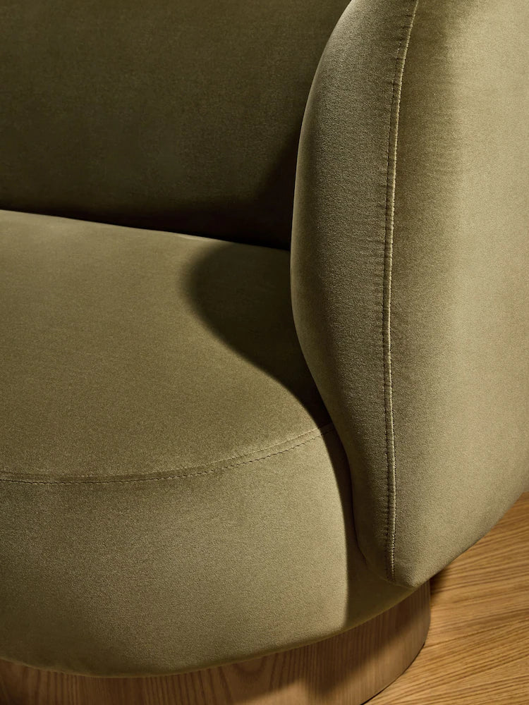 Fern Green Velvet Novara Chaise Lounge 2 Seater Sofa
