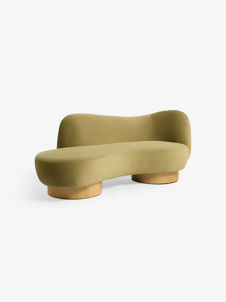 Fern Green Velvet Novara Chaise Lounge 2 Seater Sofa
