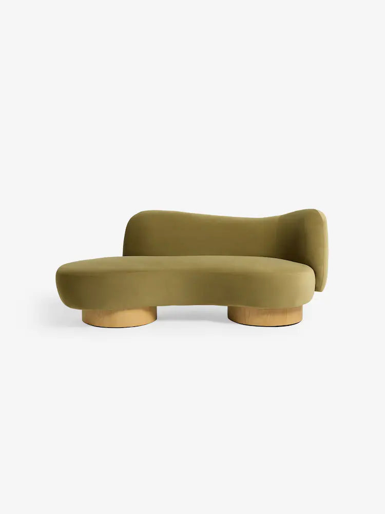 Fern Green Velvet Novara Chaise Lounge 2 Seater Sofa