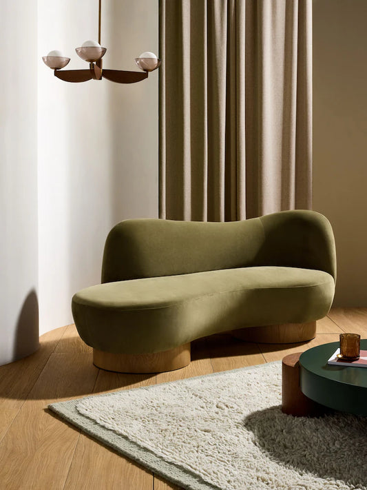 Fern Green Velvet Novara Chaise Lounge 2 Seater Sofa