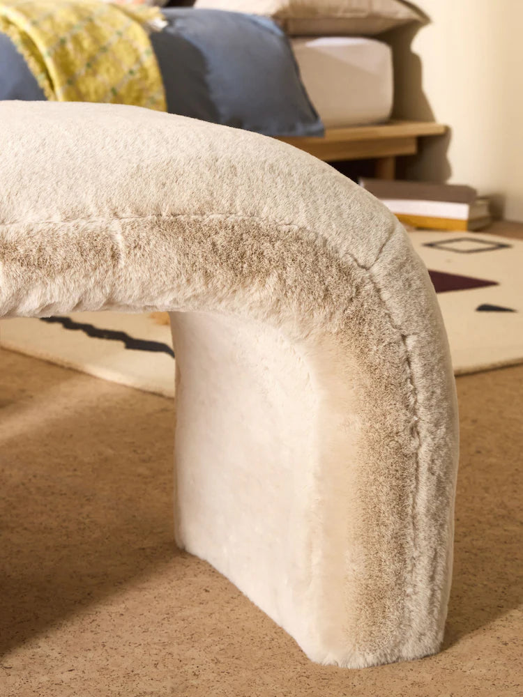 Taupe Natural Arctic Faux Fur Beryl Stool