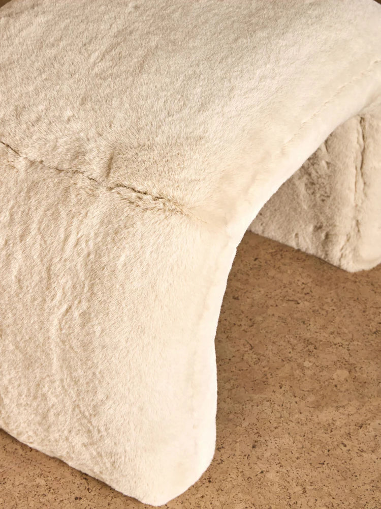 Taupe Natural Arctic Faux Fur Beryl Stool