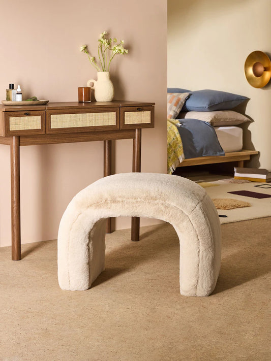 Taupe Natural Arctic Faux Fur Beryl Stool