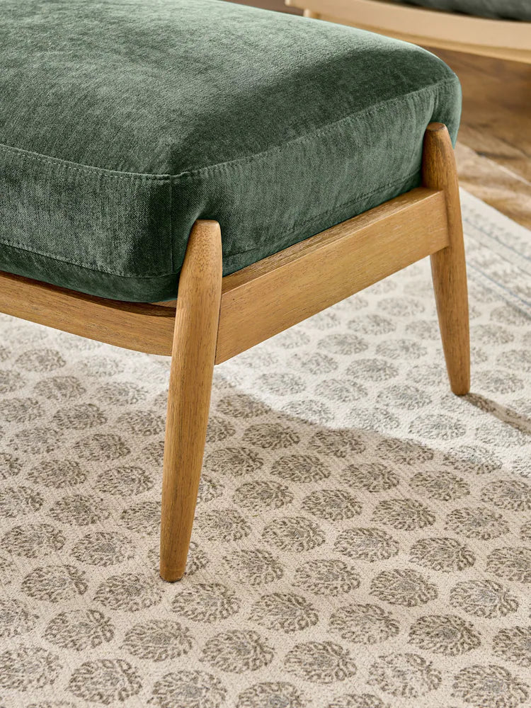 Relaxed Chenille Forest Green Hampton Wooden Stool