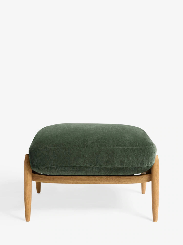 Relaxed Chenille Forest Green Hampton Wooden Stool