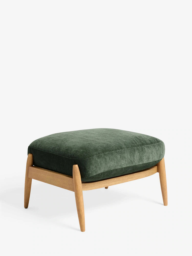 Relaxed Chenille Forest Green Hampton Wooden Stool