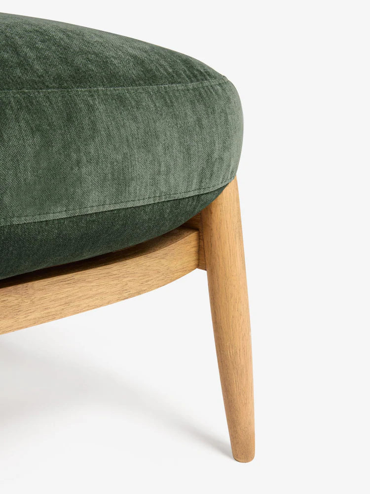Relaxed Chenille Forest Green Hampton Wooden Stool
