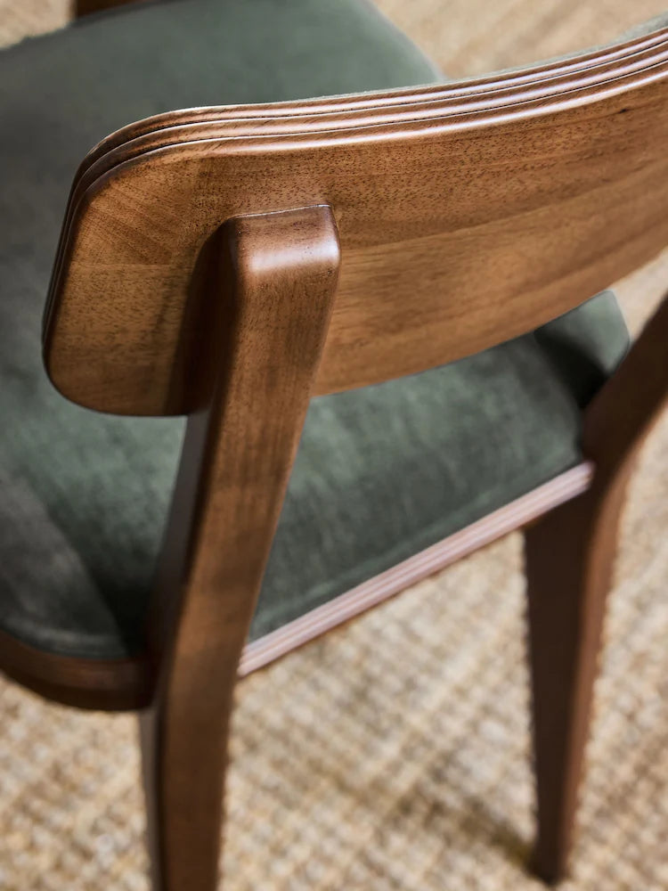 Hundon Chenille Green Barcombe Set of 2 Dining Chairs