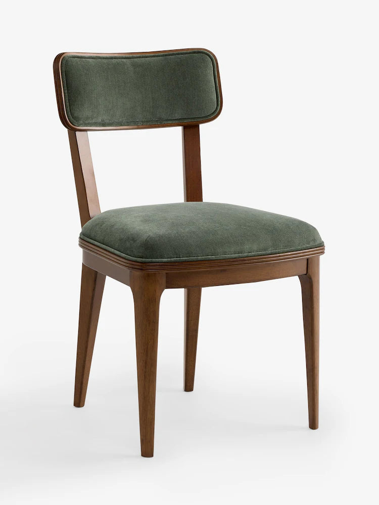 Hundon Chenille Green Barcombe Set of 2 Dining Chairs