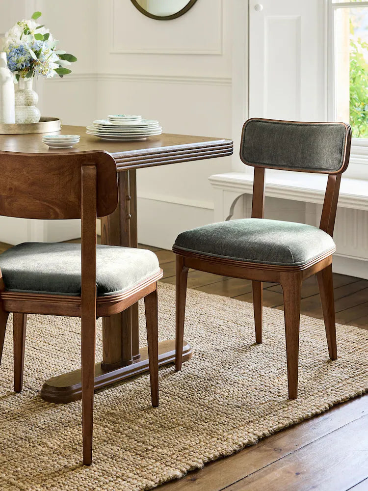 Hundon Chenille Green Barcombe Set of 2 Dining Chairs