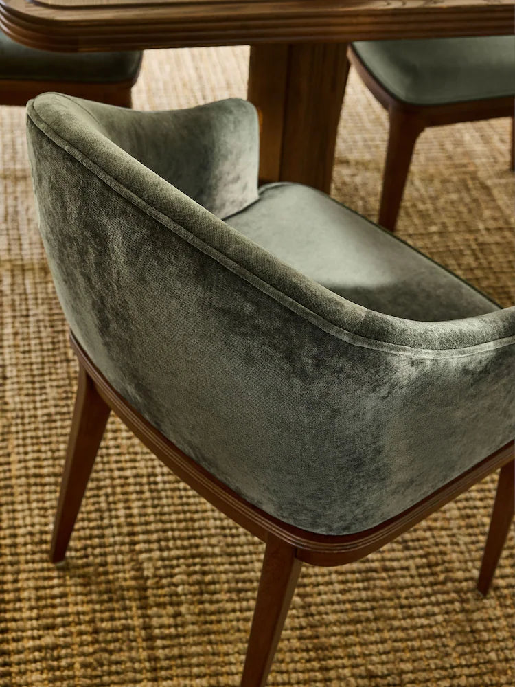 Chenille Green Barcombe Arm Dining Chairs
