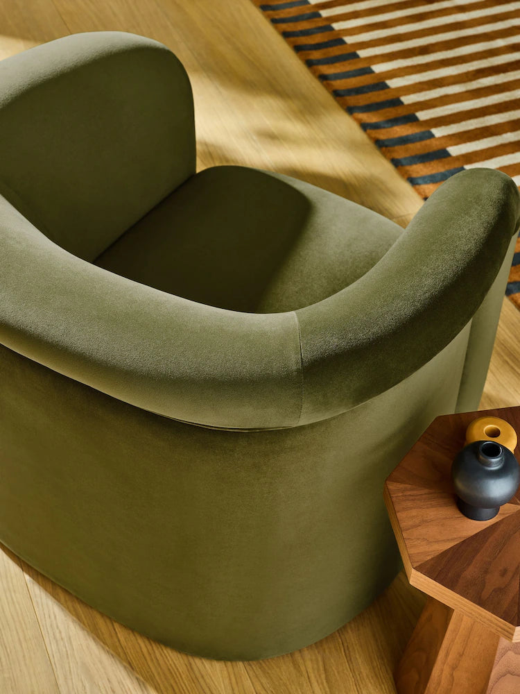 Olive Green Velvet Enya Accent Chair