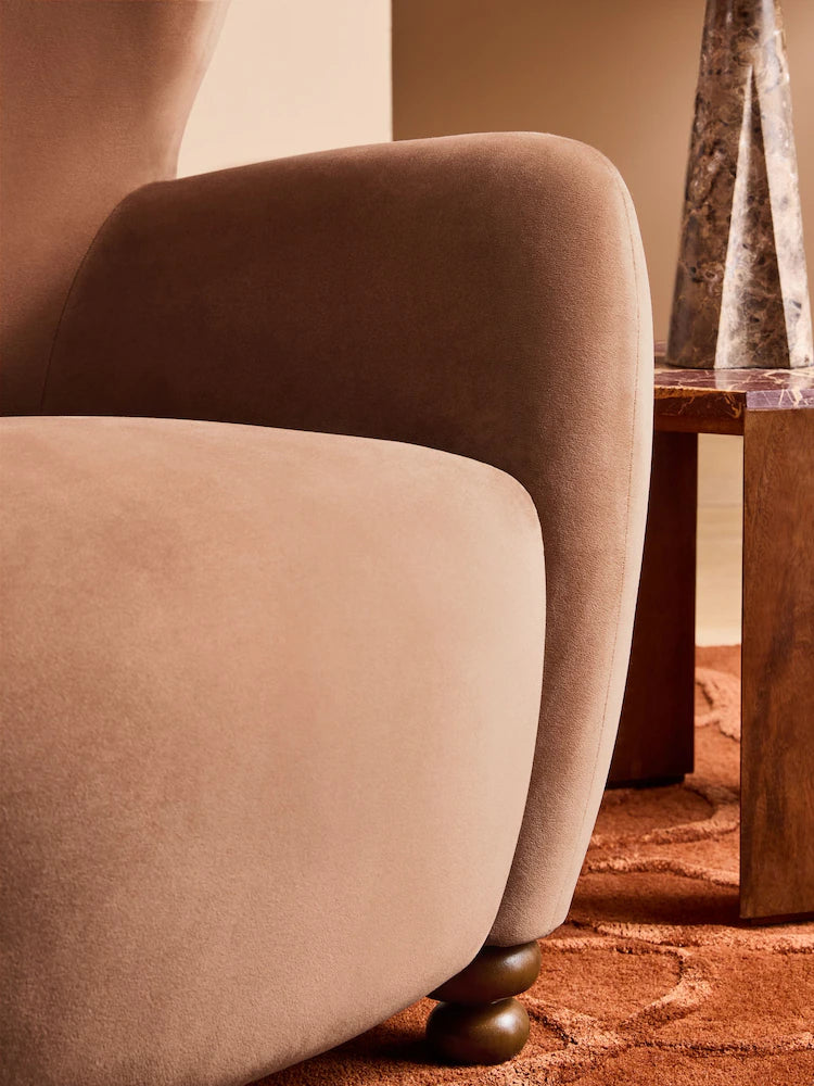 Truffle Pink Velvet Yannick Accent Chair