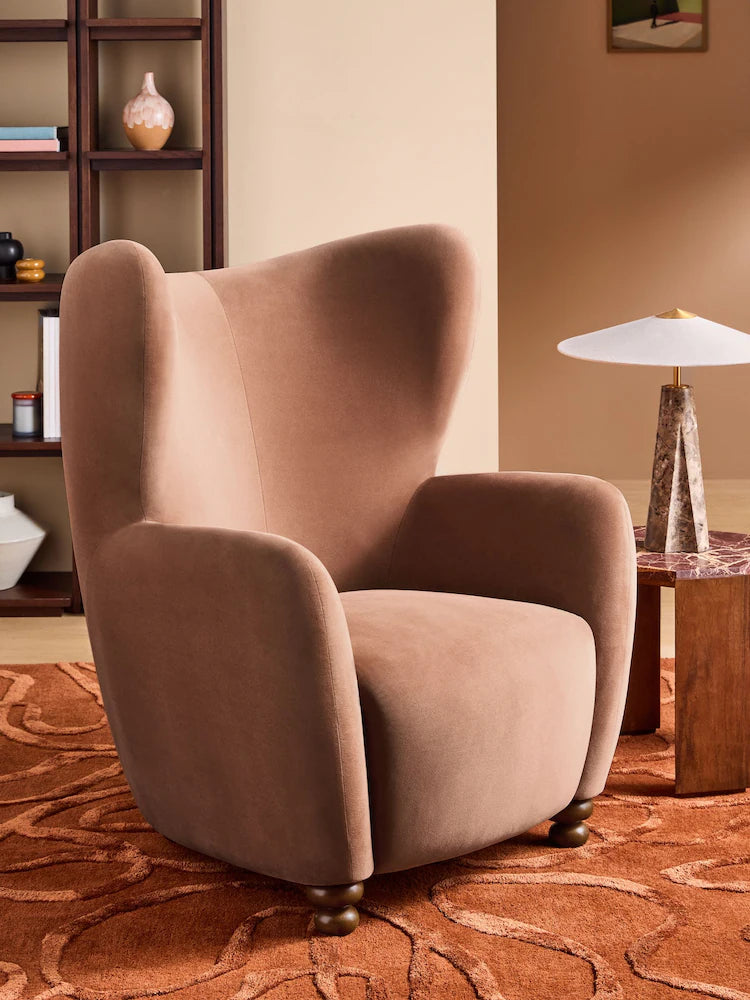 Truffle Pink Velvet Yannick Accent Chair