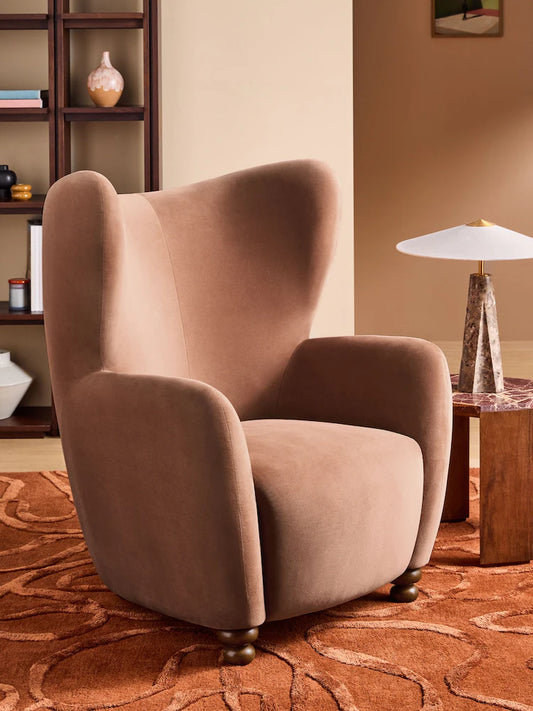 Truffle Pink Velvet Yannick Accent Chair