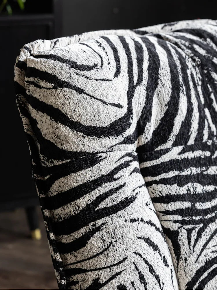 Rockett St George Zebra Woven Black & Cream Lounge Lover Swivel Accent Chair