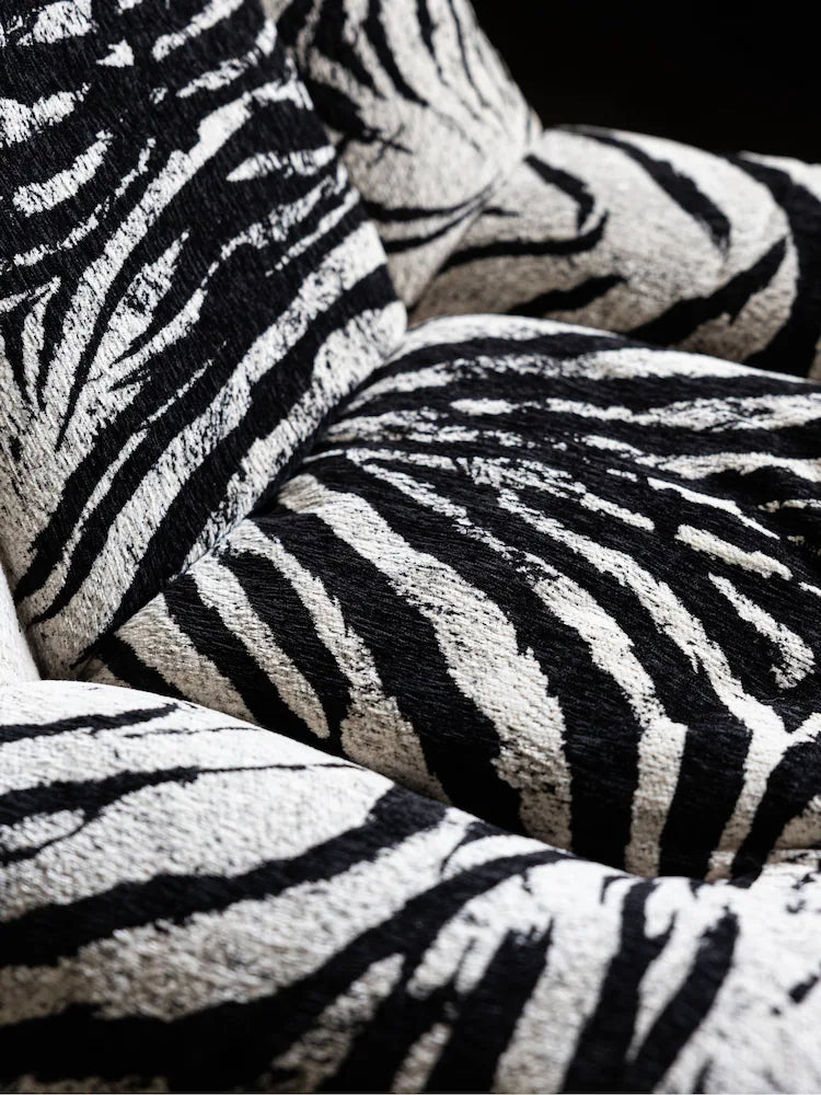 Rockett St George Zebra Woven Black & Cream Lounge Lover Swivel Accent Chair