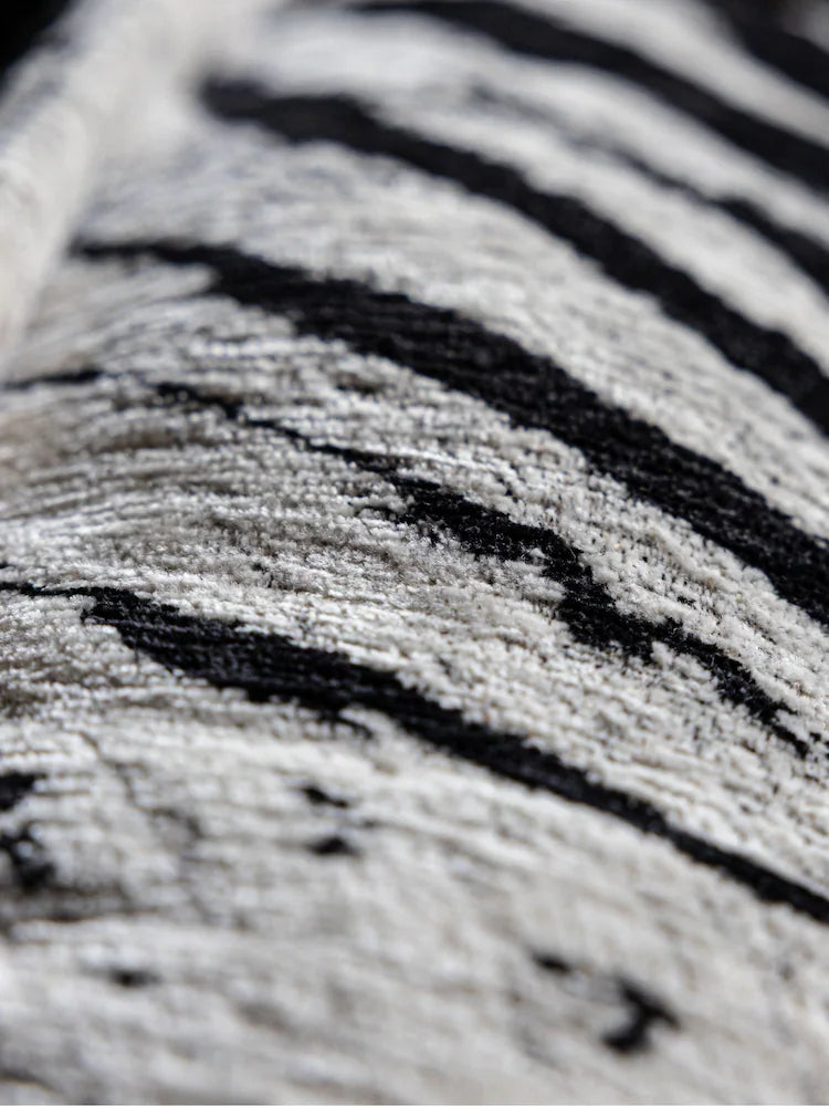 Rockett St George Zebra Woven Black & Cream Lounge Lover Swivel Accent Chair