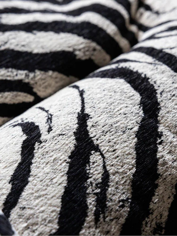 Rockett St George Zebra Woven Black & Cream Lounge Lover Swivel Accent Chair