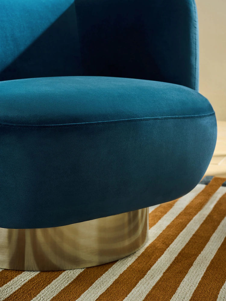 Petrol Blue Velvet Novara Swivel Accent Chair