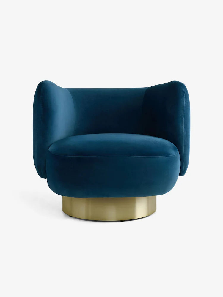 Petrol Blue Velvet Novara Swivel Accent Chair
